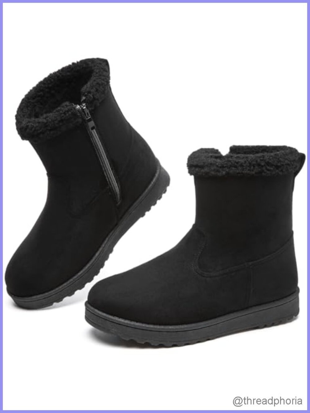 Women's Snow Winter Boots Fuzzy Ankle Booties With Zipper